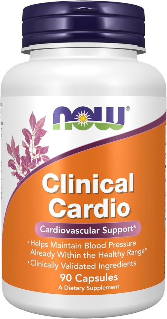 NOW Foods Supplements, Clinical Cardio, Cardiovascular Support*, Helps Maintain Blood Pressure Already Within the Healthy Range*, Clinically Validated Ingredients, 90 Veg Capsules