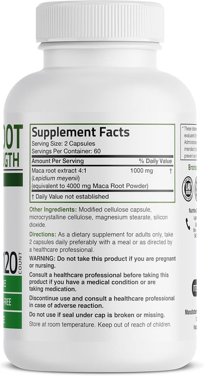 Bronson Maca Root Extra Lepidium Meyenii, Non-GMO, 120 Vegetarian Capsules