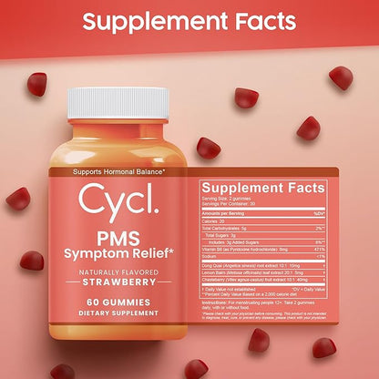 PMS Support Gummies for Women - Chasteberry Supplement for Hormone Balance & Menstrual Cramp Relief - 60 Count