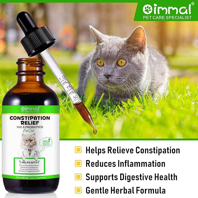 Cat Constipation Relief, Constipation Relief for Cats, Natural Cat Laxatives for Constipation, Cat Stool Softener, 2 fl.oz