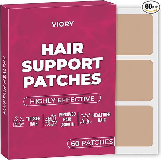 VIORY Hair Support Patches (Pack of 60) - 100% Natural Hair Patch for Women and Men - with Zinc & Glutamine - Enhanced Formula