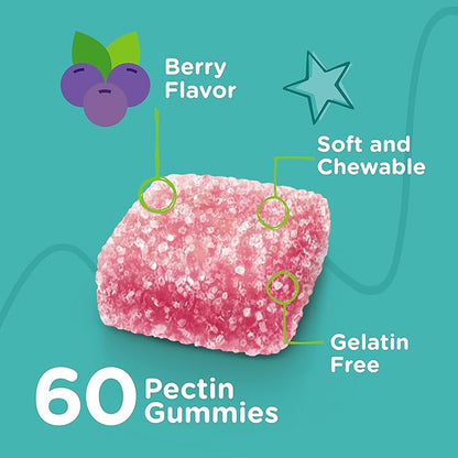 Probiotic Gummies for Kids - 5 Billion CFUs - Probiotics Kids Constipation Relief, Natural Immune & Digestive Health Support - Vegetarian, Gelatin Free, GMO Free - Tasty Chewable Berry Flavored Gummy