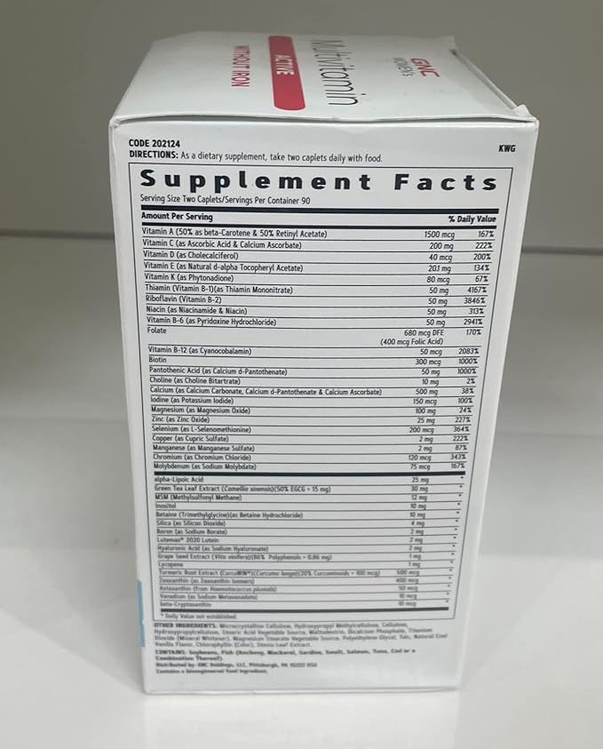 GNC Women's Multivitamin Active Without Iron |Supports an Active Lifestyle | 30+ Nutrient Formula | Promotes Bone & Joint Health, Helps Energy Production | 180 Caplets