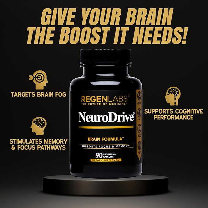 NeuroDrive Memory & Focus Supplement - Boost Brain Focus, Mental Health & Brain Fog | Natural Doctor Approved - Brain Nootropic, Phosphatidylserine, Centrophenoxine, Bacopa - 90 Capsules