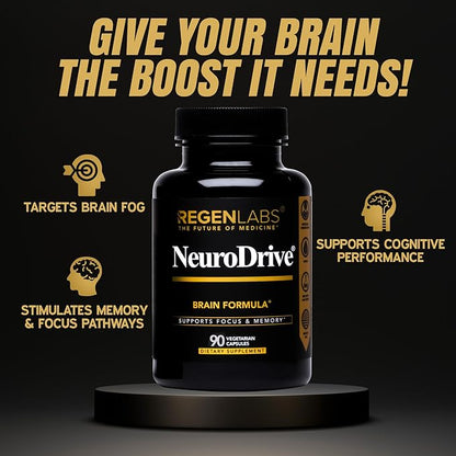 NeuroDrive Memory & Focus Supplement - Boost Brain Focus, Mental Health & Brain Fog | Natural Doctor Approved - Brain Nootropic, Phosphatidylserine, Centrophenoxine, Bacopa - 90 Capsules