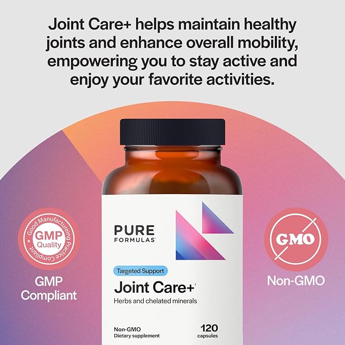 PureFormulas Joint Care + - Premium Joint Support Supplement with Hyaluronic Acid, Glucosamine, MSM, Green Lipped Mussel, Turmeric & More - Non-GMO Formula for Adults (120 Capsules)