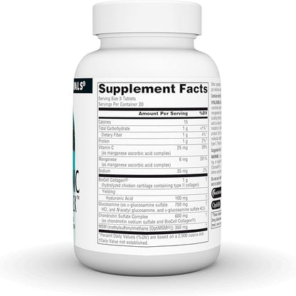 Source Naturals Hyaluronic Joint Complex with Glucosamine, Chondroitin & MSM Extra Strength - 60 Tablets