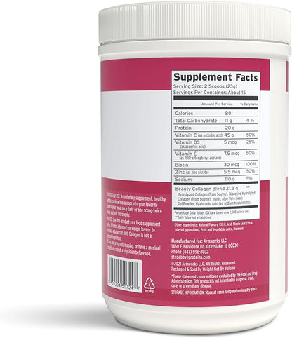 Beauty Collagen Peptides, Berry Hibiscus, 12 Oz