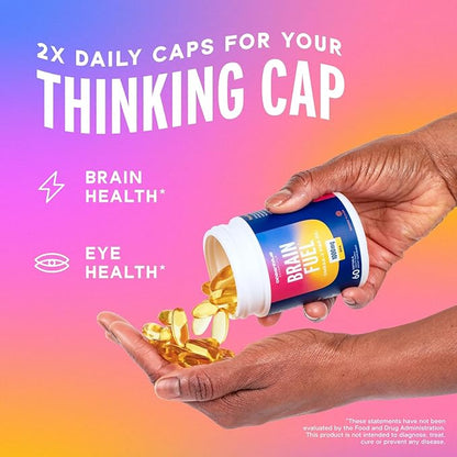 Oceanblue Essentials Brain Fuel – 60ct – Burpless Fish Oil – High Potency Omega 3 DHA Supplement for Brain and Eye Support –1000 mg – Tasty Orange Flavor – 1 Month Supply