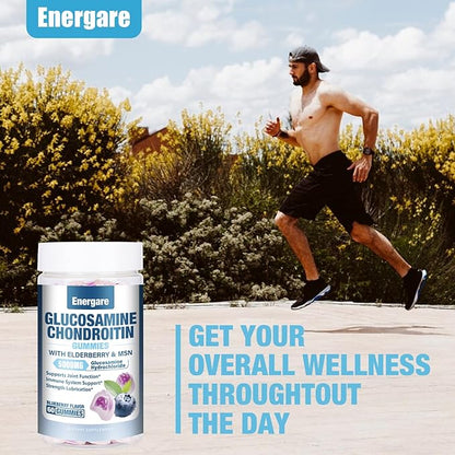 1 Pack Glucosamine Chondroitin with MSM Gummies & Elderberry, Extra Strength Joint Support Health, Flexibility, Antioxidant, Immune Supplement Gummy for Adults, Men & Women 60 Counts