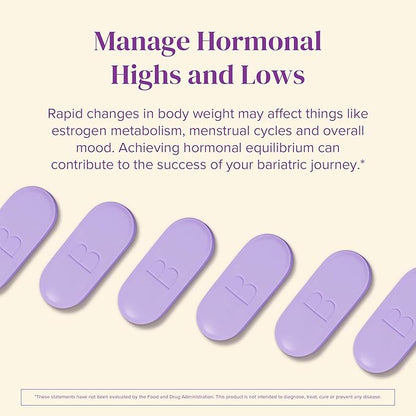 BariMelts Hormonal Balance+ for GLP-1 Users and Bariatric Patients - DIM, NAC & Chasteberry Supports Hormone Balance for Women - 60 Smooth-Coated Caplets (1-Month Supply)