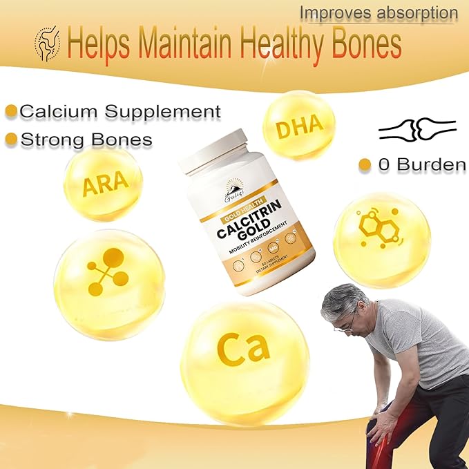 Calcitrin Gold - Calcitrin Gold Pastillas 𝐏𝐚𝐫𝐚 𝐃𝐨𝐥𝐨𝐫 𝐃𝐞 𝐀𝐫𝐭𝐫𝐢𝐭𝐢𝐬, Support for Bone Health, 60 Tablets