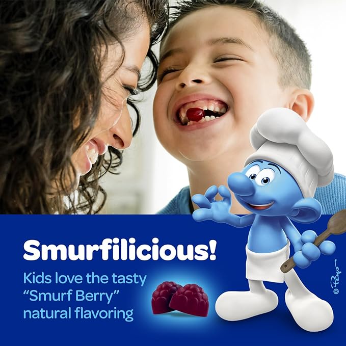 Smurfs Focus Gummies for Kids | Kids Focus and Attention Supplement with Phosphatidylserine | Made with Real Fruit | Doctor Developed | Non-GMO and No Artificial Flavors or Colors | 30 Gummies