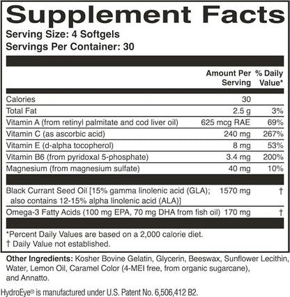 ScienceBased Health HydroEye Dry Eye Supplement – Clinically Tested Formula with GLA, EPA and DHA – Eye Comfort & Tear Film Support – 120 Softgels