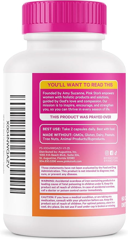 Pink Stork Hormone Balance Multivitamin - Hormone Balance for Women, PMS and Period Relief, Perimenopause, Menopause + Mood Support Supplements, Vitex + Saffron, 60 Capsules