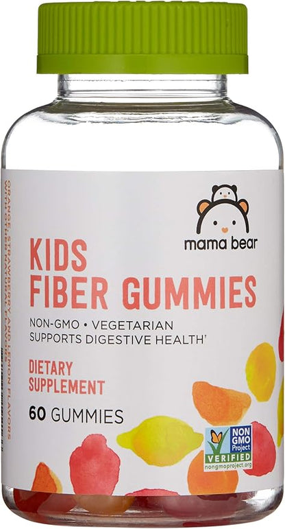 Amazon Brand - Mama Bear - Kids Fiber Gummies - Supports Digestive Health, Fiber Gummies for Kids, Orange, 60 Count