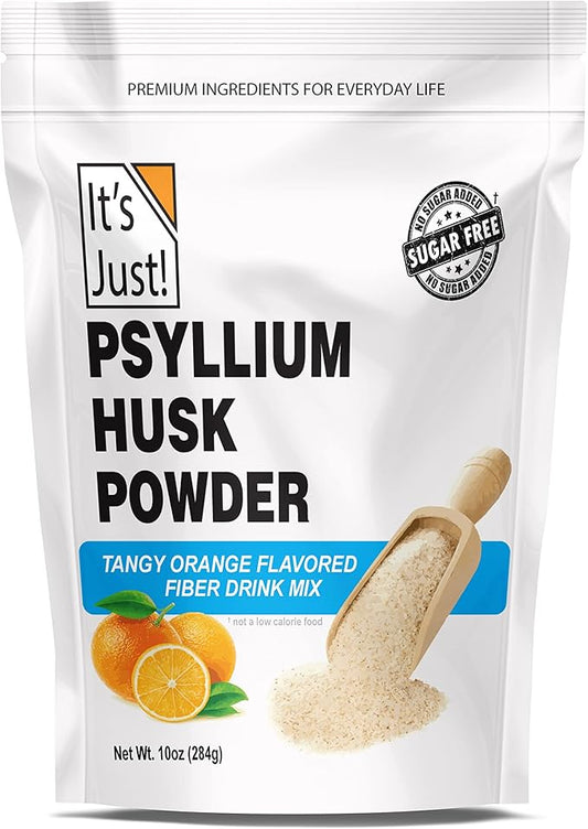 It's Just! - Psyllium Husk Powder, Easy Mixing Dietary Fiber, Cleanse Your Digestive System, Finely Ground Powder, Ideal for Keto Baking, Non-GMO (Tangy Orange, 10oz (Pack of 1))