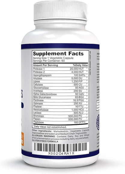 Premium Digestive Enzymes with Plant-Based enzymes, Supports Better Digestion, Better Nutrient Absorption (60 Non-GMO Vegetable Capsules)