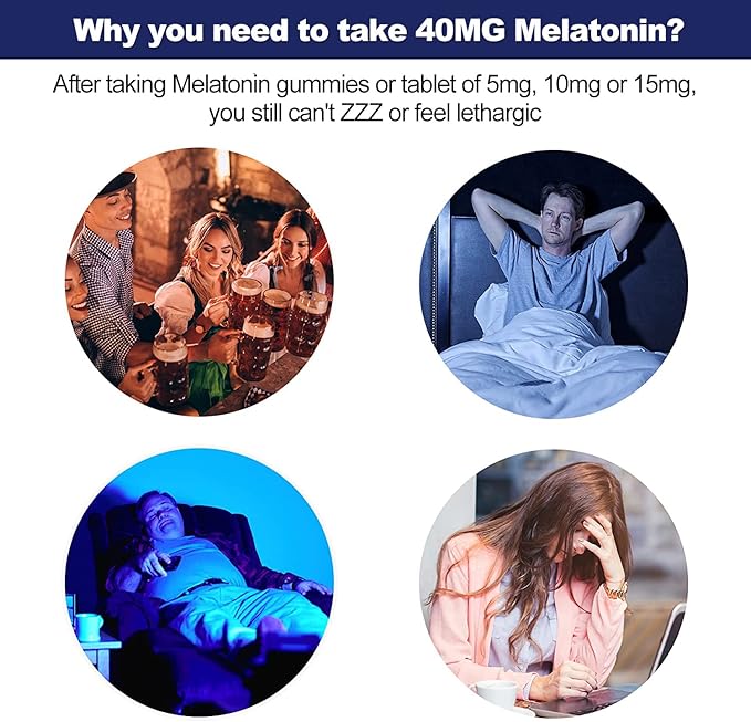 Melatonin 40 mg for Adults - Fast Dissolve & Chewable Sublingual Sleep Supplement - Extra Strength Melatonin with Vitamin D3 & MSM, Selenium for Health Rest Cycle, Deep Zzzs, Sugar-Free, 180 Servings
