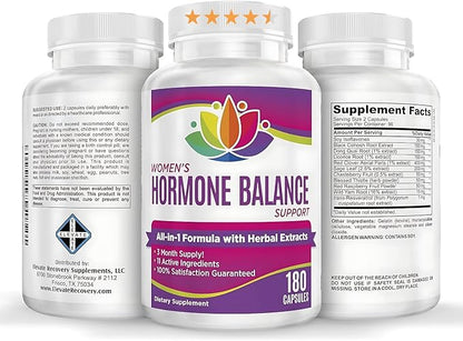 3-Month Women's Hormone Health Support Supplement | All-in-1 Formula for Women | Perfect Blend of 11 Herbs/Extracts | Female Hormonal Balance Complex Pills | Bulk Savings 90-Day Supply | 180 Capsules