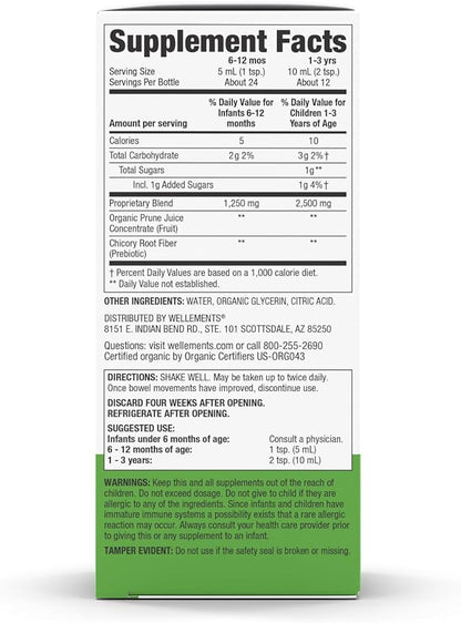 wellements Organic Baby Constipation Support Relieves Occasional Constipation for Infants & Toddlers, No Harsh Laxatives, USDA Certified Organic, 4 Fl Oz (Pack of 2), 6 Months +