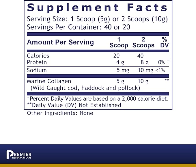 Premier Research Labs Marine Collagen - Marine Collagen Peptides, Hydrolyzed Marine Collagen Powder, Fish Collagen for Women and Men, 5g Collagen Per Serving for Skin, Joint, and Gut Health - 7 Oz