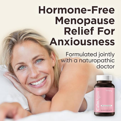 BB Company CalmAgain for Menopause Anxiousness, Mood Balance for Women | Stay Calm, Lower Cortisol, Fewer Mood Swings | Siberian Rhubarb, Sage, Saffron | Menopause Relief | 30 Ct