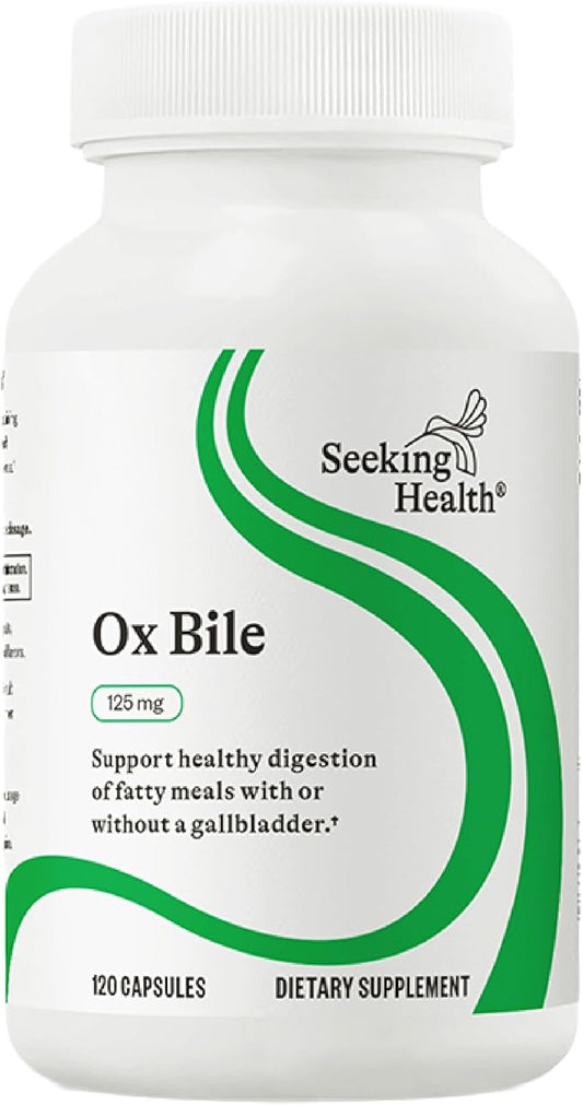 Seeking Health Ox Bile, 125 mg Digestive Enzyme Supplement, Gallbladder Support, Histamine Intolerance Support, Vegetarian Capsules (120 Capsules)