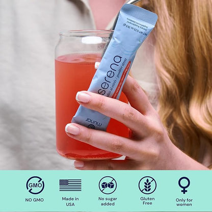 Munar Serena Magnesium Drink Mix, Blood Orange, Magnesium Glycinate and Ashwagandha Supplement, L Theanine – Calm Support, Stress Relief, Mood Boost, and Sleep Aid – 20 On-The-Go Stick Packs