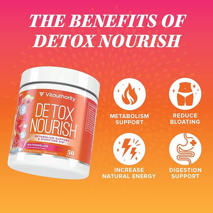 ACV Gut Cleanse Detox Powder | Detox Cleanse Metabolism Booster for Weight Loss | Nourishing L-Carnitine & Digestive Enzymes | Digestion & Bloating Relief for Women | Watermelon Flavored, 50 Servings.