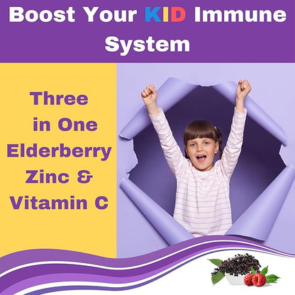 Greenfield Nutritions Halal Immune Support Elderberry Gummies for Kids - Supports Your Immune System Naturally with Halal Zinc and Vitamin C Gummy Halal Vitamins - 60 Delicious Kids Gummy Vitamins