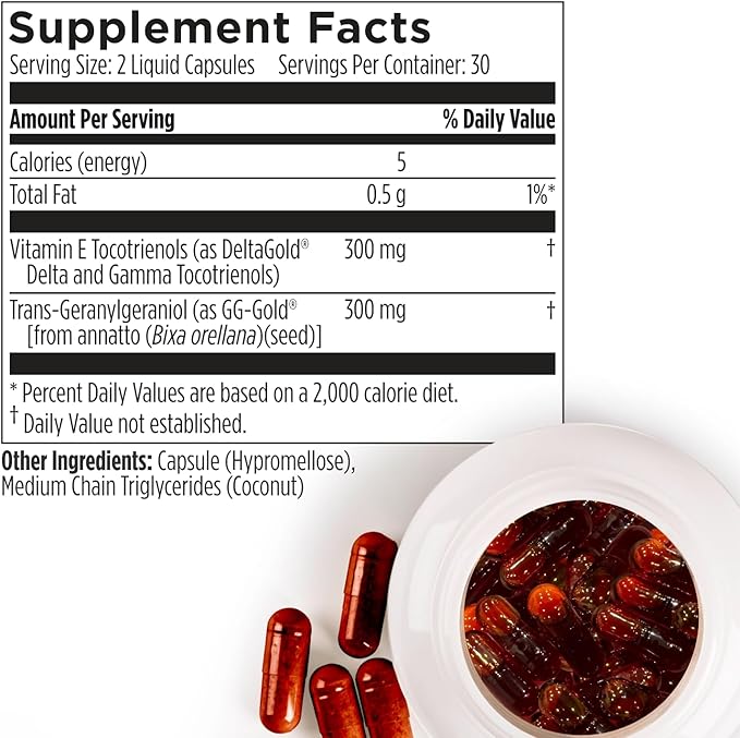 Annatrol Bone Support, Annatto Tocotrienols & Geranylgeraniol (GG) Vitamin E Supplement, with 300mg Tocotrienols Vitamin E (DeltaGold Delta + Gamma) & 300mg GG-Gold to Help Promote Bone & Heart Health