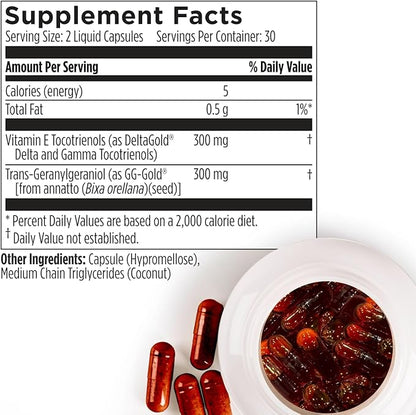 Annatrol Bone Support, Annatto Tocotrienols & Geranylgeraniol (GG) Vitamin E Supplement, with 300mg Tocotrienols Vitamin E (DeltaGold Delta + Gamma) & 300mg GG-Gold to Help Promote Bone & Heart Health