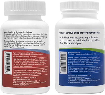 Fairhaven Health FertilAid for Men and Women Combo Fertility Supplements for Men and Women | Count and Motility Support Pre-Conception for Him | Prenatal Vitamin for Her with Vitex and Folate