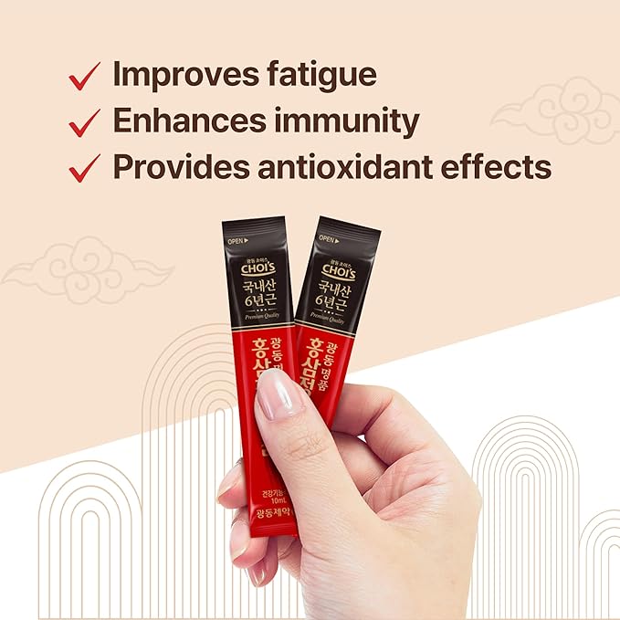Premium Korean Red Ginseng Extract - 6-Year Grown, High Ginsenoside Concentration for Immune Support, Fatigue Relief, and Energy Boost - 30 Convenient Daily Packs