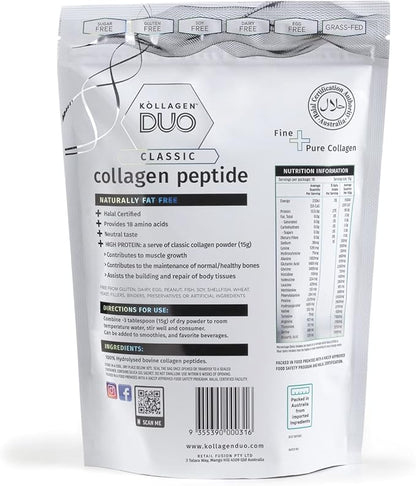 Premium Halal Collagen Protein Powder - Un-Flavored Protein Source Type I & III with 18 Amino Acids, Glycine Boost, for Skin Hair Nails - Collagen Supplement