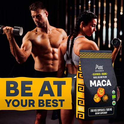 Premium Black, Red & Yellow Maca Capsules l 3000mg Serving for Increased Energy Levels & Physical Performance l Powerful Antioxidant & Immune System Booster l 100% Natural and Organic l Amazon Andes