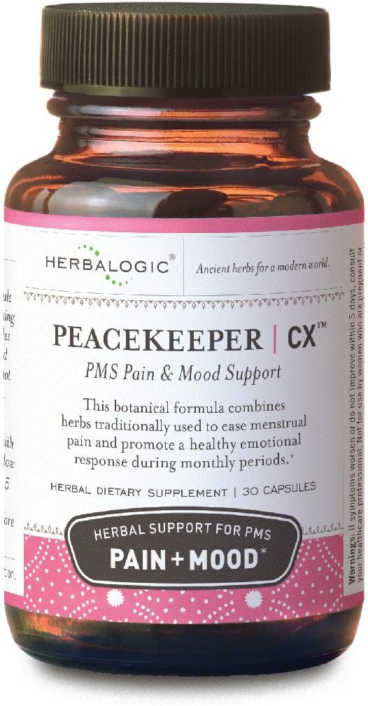 Peacekeeper CX Herb Capsules - Reduces PMS Related Mood Swings - Reduces Cramps & Pain Associated with Monthly Periods - Contains Turmeric & Corydalis - 30 Cap Count