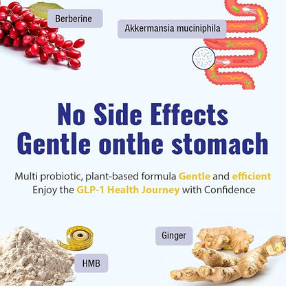 GLP-1 Supplement for Women & Men, Natural GLP-1 Support, 26 in 1 with Akkermansia Probiotic, Berberine, Inulin, Turmeric, HMB, GLP1 for GLP 1 Levels, Metabolism*, Digestive & Gut Health - 60 Count