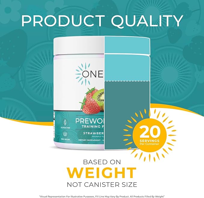 One Sol Pre-Workout for Women, Enhanced Pump & Focus, No Jitters Or Crash, Natural Ingredients, 100% Vegan, Gluten Free & Soy Free, (Strawberry Kiwi)