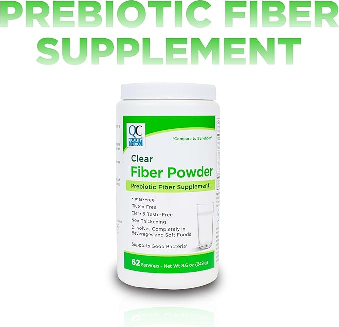 Quality Choice Clear Prebiotic Fiber Supplement Powder for Digestive Health - Tasteless, Non-Thickening Formula - 62 Servings, 8.6 Ounces (248g), Ideal for Adults & Children 6 & Up Daily Fiber Powder