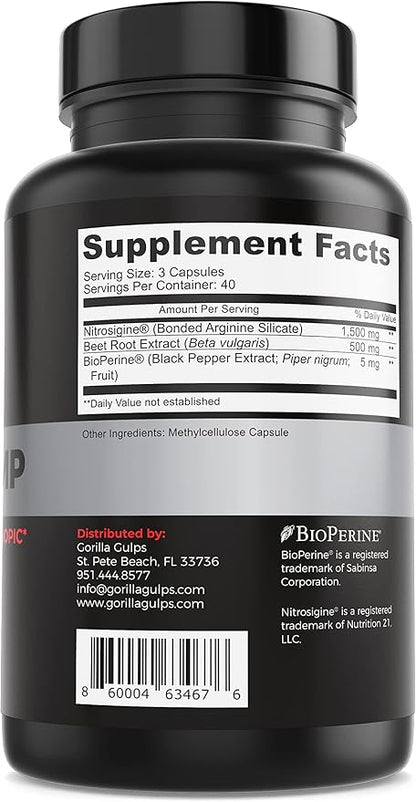 Primal Pump Nitric Oxide Supplement Nootropic 1500mg Nitrosigine L Arginine & Beet Root for Muscle Growth, Pumps, Blood Flow, Energy & Focus - Max Strength Pre Workout N.O. Booster