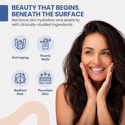 Marine Collagen Peptides Powder Supplement for Skin, Hair & Nails – Enhances Skin Elasticity & Hydration – Hydrolyzed Collagen – 5000mg per Serving – Non-GMO – Unflavored (30 Sticks Pack)