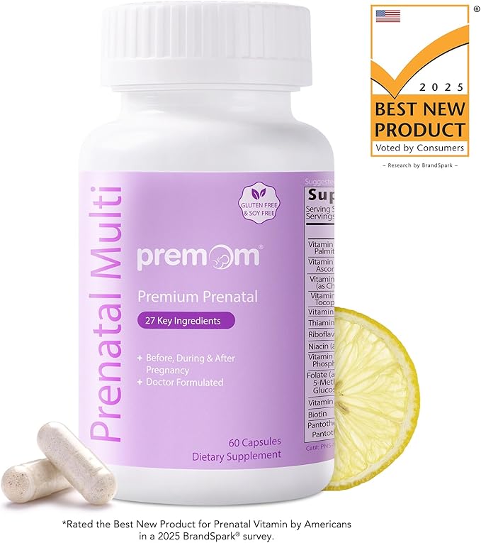 Premom Prenatal Vitamins for Women - Conception for Her Multivitamin: 27 Nutrients, Includes Methyl Folate + Choline + Iron, Traceable Ingredients, Fertility Supplements for Women, Vegan, Non-GMOs