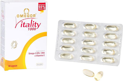 OMEGOR Omega 3 1000mg Fish Oil Capsules IFOS Certified Vitality 1000 DHA EPA Omega3 Supplement - No Fishy Aftertaste, Non-GMO (90 Softgels)