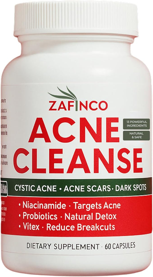 Acne Cleanse Capsules.Powerful Vitex Angus Extract, Niacinamide, Biotin for Teens & Adults. Organic Acne Treatment,Cystic Pimples, Oily Skin to Natural Clear Skin Vitamins Supplement- 60 Count