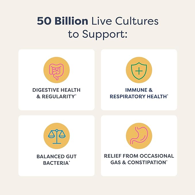 Renew Life Extra Care Digestive Probiotic Capsules, 50 Billion CFU Guaranteed, Daily Supplement Supports Immune, Digestive, Respiratory Health(1), L. Rhamnosus GG, Dairy, Soy and Gluten-Free, 60 Count