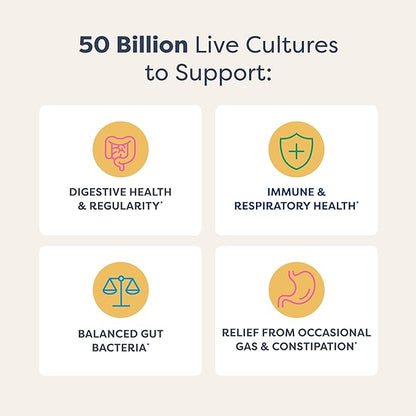 Renew Life Extra Care Digestive Probiotic Capsules, 50 Billion CFU Guaranteed, Daily Supplement Supports Immune, Digestive, Respiratory Health(1), L. Rhamnosus GG, Dairy, Soy and Gluten-Free, 60 Count