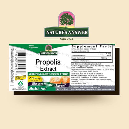 Nature's Answer Propolis Resin Extract 1 Fluid Ounce - Alcohol Free, Immune Support, Gluten Free, Made in USA, Natural Bee Product, Suitable for Everyone, Pure Herbal Extract