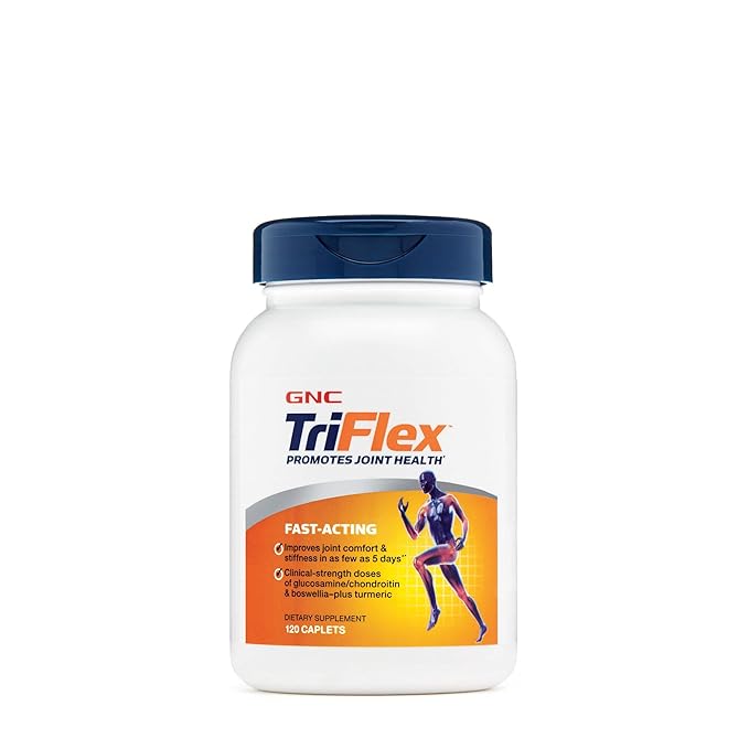 GNC TriFlex Fast-Acting | Improves Joint Comfort and Stiffness, Clinical Strength Doses of Glucosamine/Chondroitin and Boswellia- Plus Turmeric | 120 Caplets
